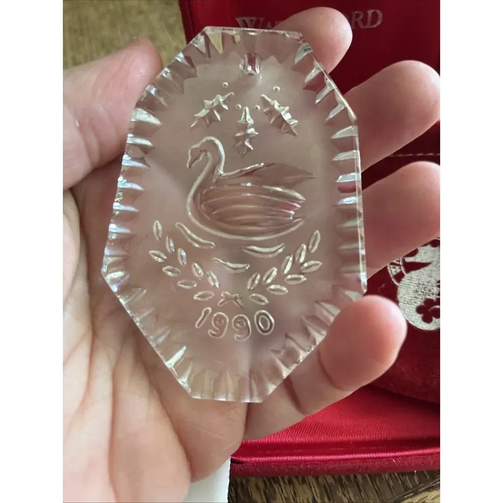 1990 Waterford Crystal 12 Days Of Christmas Seven Swans Swimming Ornament Box